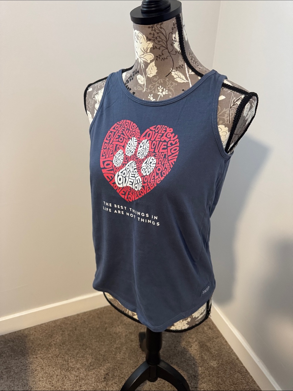 Life Is Good Navy Sleeveless Cotton Tank